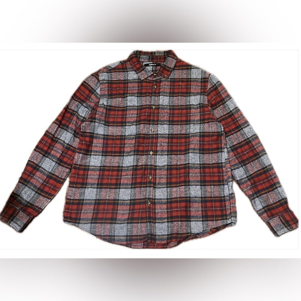 Men’s Fashion Nova Long Sleeved Red Flannel Shirt Size Medium